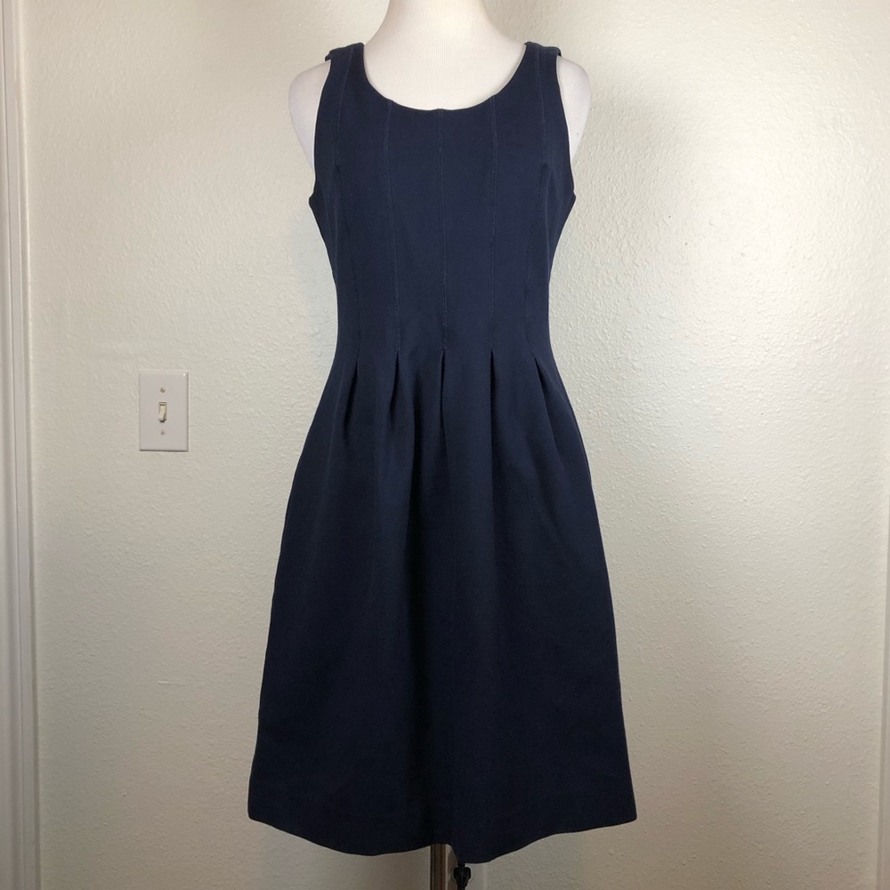 J. Crew navy blue pleated flare dress size 4